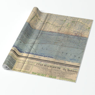 Vintager Utah-Strand-D-Tägige Invasion Map (1944) Geschenkpapier