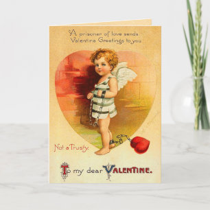 Vintager Valentine-Gefangener der Liebe-Karte Feiertagskarte