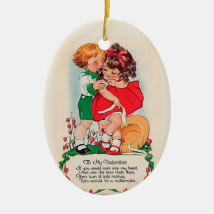 Vintager Valentine-Kuss Keramikornament