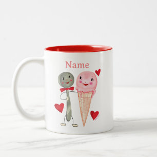 Vintager Valentinlöffel und Eiscreme Zweifarbige Tasse