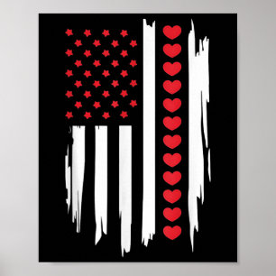 Vintager Valentinstag - Amerikanische Flagge Hörer Poster