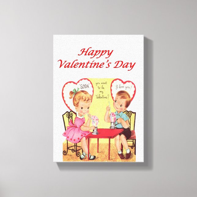 Vintager Valentinstag auf der Leinwand (Vorderseite)