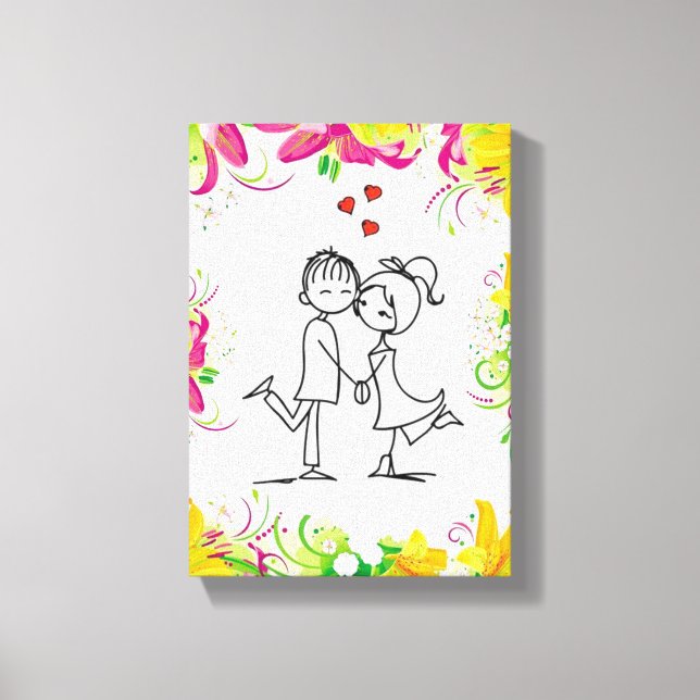 Vintager Valentinstag auf der Leinwand (Vorderseite)