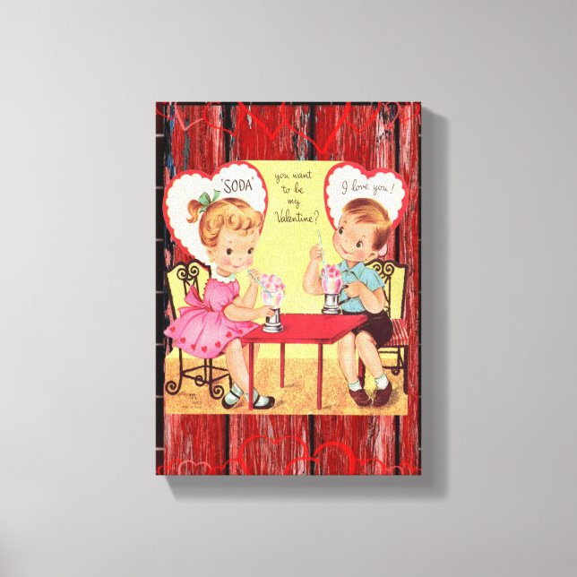 Vintager Valentinstag auf der Leinwand (Vorderseite)
