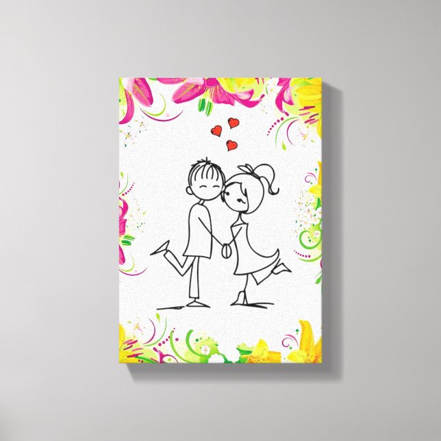 Vintager Valentinstag auf der Leinwand (Vorderseite)