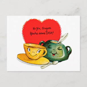 Vintager Valentinstag Begrüßung Postkarte
