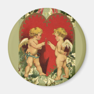 Vintager Valentinstag, Cherubs machen einen Wunsch Magnet