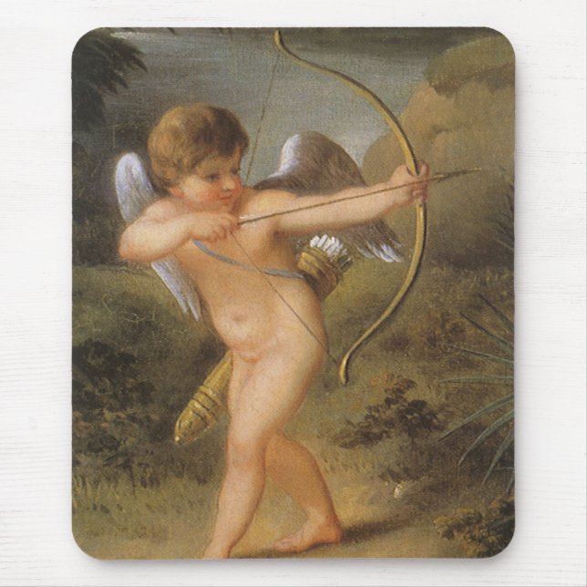 Vintager Valentinstag, Cupid mit Bow und Pfeil Mousepad (Vorne)