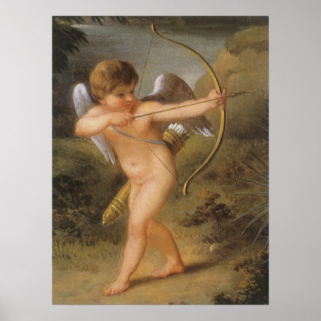 Vintager Valentinstag, Cupid mit Bow und Pfeil Poster (Vorne)