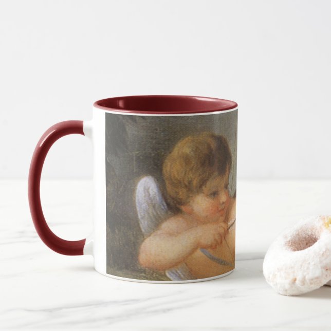 Vintager Valentinstag, Cupid mit Bow und Pfeil Tasse (Mit Donut)