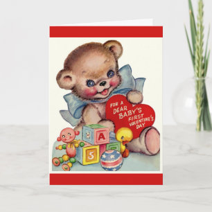 Vintager Valentinstag Das 1. Valentin des Babys Feiertagskarte
