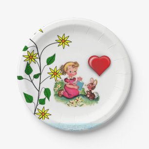 Vintager Valentinstag der Teller