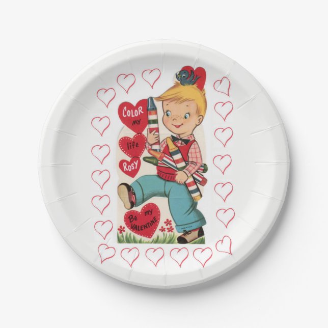 Vintager Valentinstag der Teller (Vorderseite)