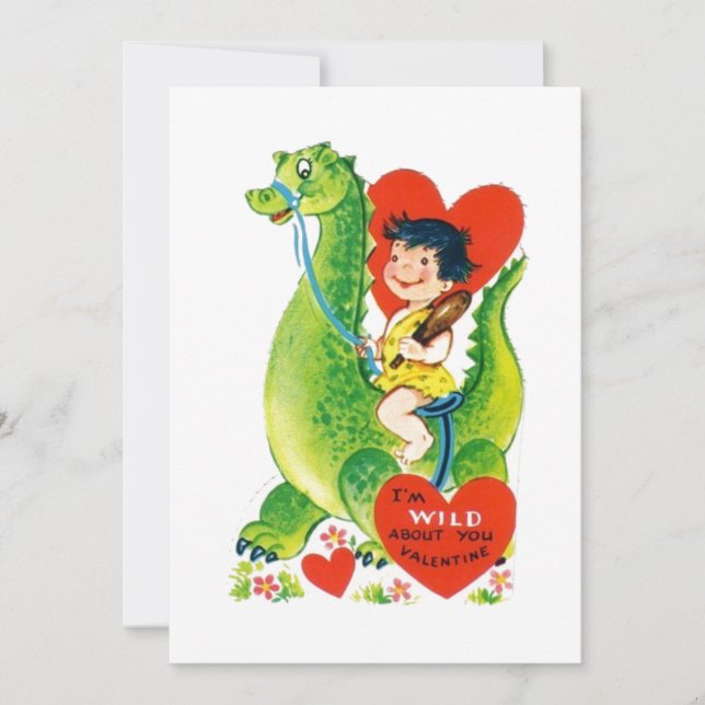 Vintager Valentinstag-Drache Feiertagskarte (Vorderseite)