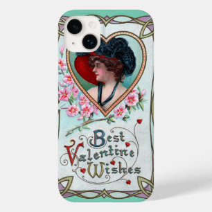 Vintager Valentinstag, Elegante Frau im Herzen Case-Mate iPhone Hülle