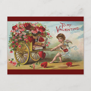 Vintager Valentinstag Engel, Herz der Liebe Feiertagspostkarte