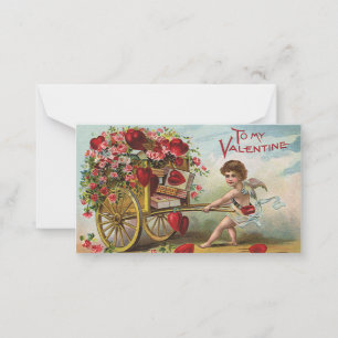 Vintager Valentinstag-Engel, Wagen der Mitteilungskarte