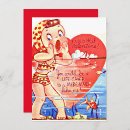 Vintager Valentinstag Mädchen Feiertagskarte