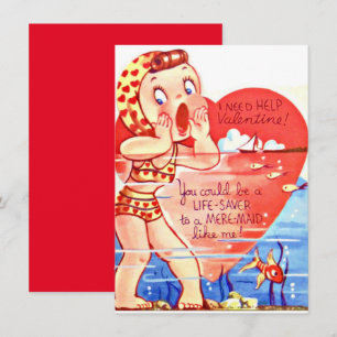 Vintager Valentinstag Mädchen Feiertagskarte