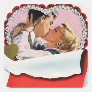 Vintager Valentinstag Neue Liebe und Romantik Quadratischer Aufkleber