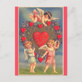Vintager Valentinstag Niedlich Cherubs Postkarte