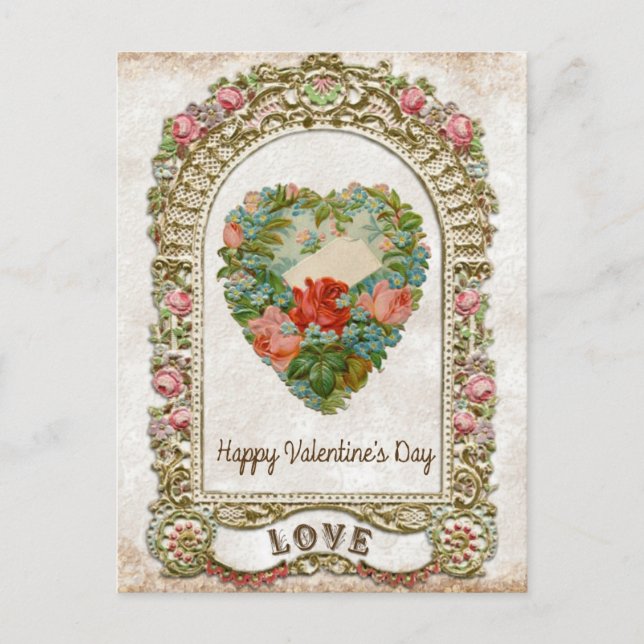 Vintager Valentinstag Postkarte (Vorderseite)
