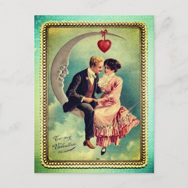 Vintager Valentinstag Postkarte (Vorderseite)