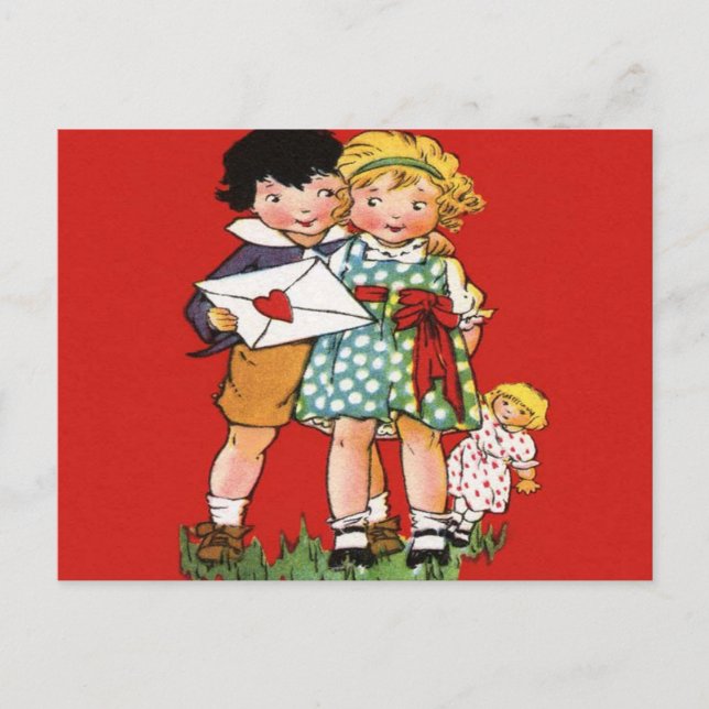 Vintager Valentinstag Postkarte (Vorderseite)