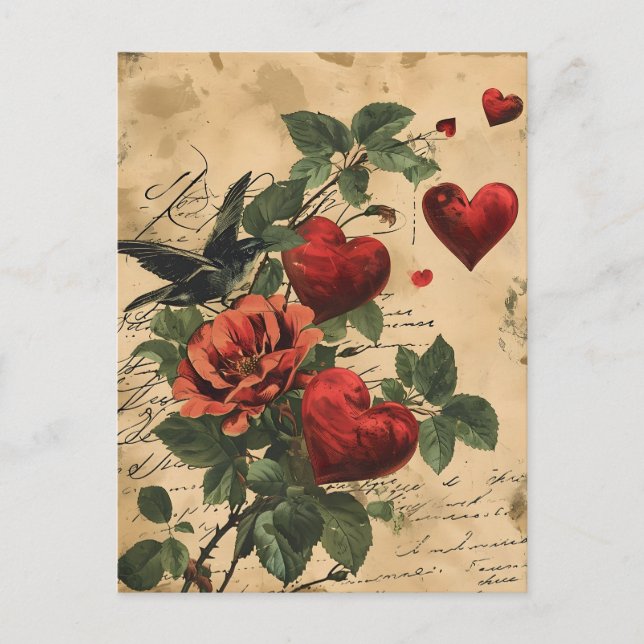 Vintager Valentinstag Postkarte (Vorderseite)