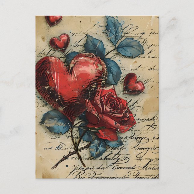 Vintager Valentinstag Postkarte (Vorderseite)