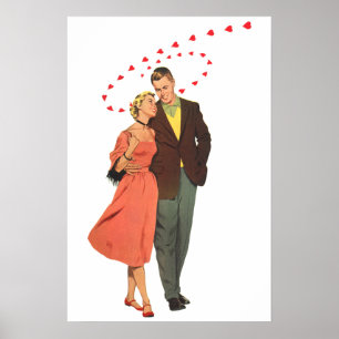 Vintager Valentinstag, romantische, schwebende Her Poster