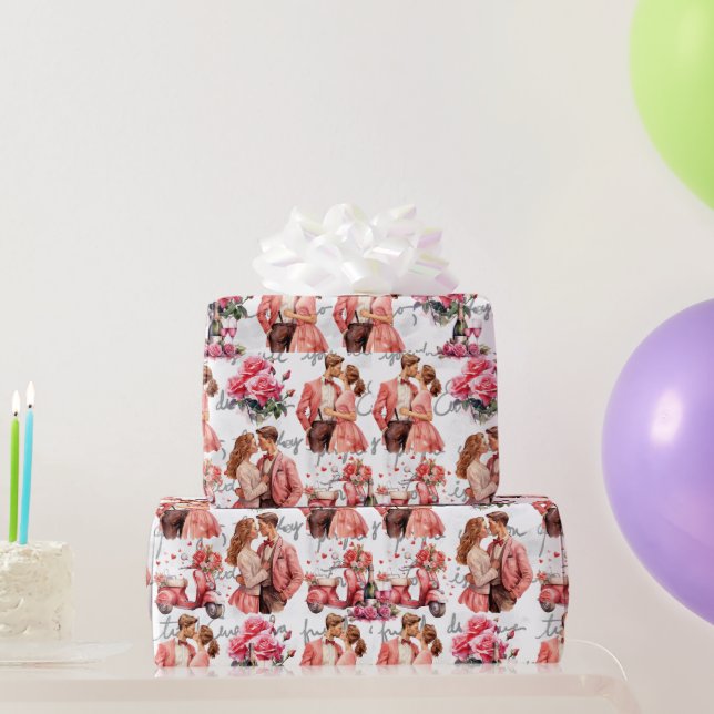 Vintager Valentinstag Romantischer Tag Geschenkpapier (Partygeschenke)