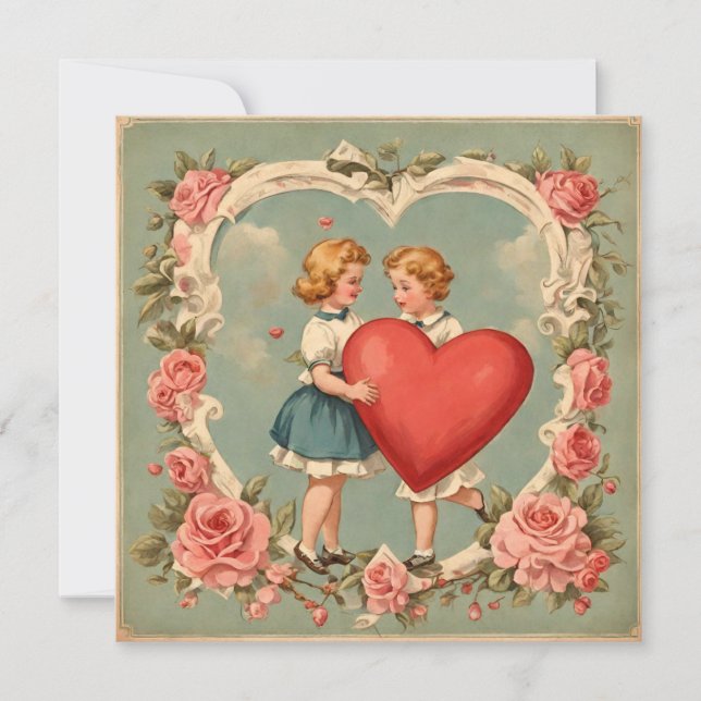Vintager Valentinstag Rosen Karte (Vorderseite)