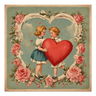 Vintager Valentinstag Rosen Poster