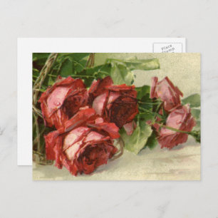 Vintager Valentinstag, Rote Rosen der Kriminalität Feiertagspostkarte