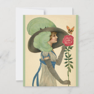 Vintager Valentinstag, Schmetterling der Lady Rote Feiertagskarte