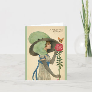 Vintager Valentinstag, Schmetterling der Lady Rote Feiertagskarte