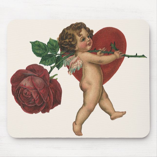 Vintager Valentinstag und Viktorianische Rose Mousepad (Vorne)