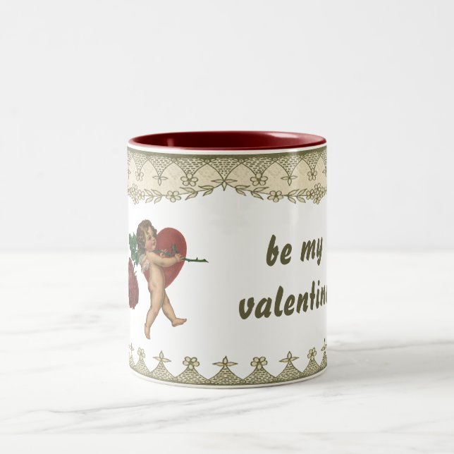 Vintager Valentinstag und Viktorianische Rose Zweifarbige Tasse (Mittel)