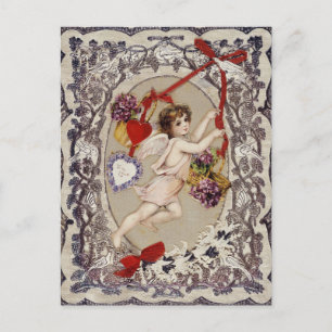 Vintager Valentinstag Viktorianisch Cupid Postkarte