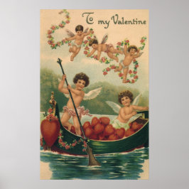 Vintager Valentinstag, Viktorianische Cherubs auf Poster