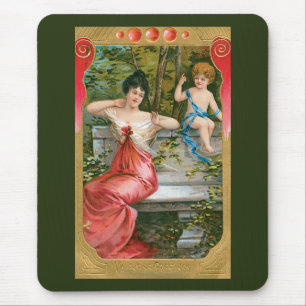 Vintager Valentinstag, Viktorianische Dame mit Che Mousepad