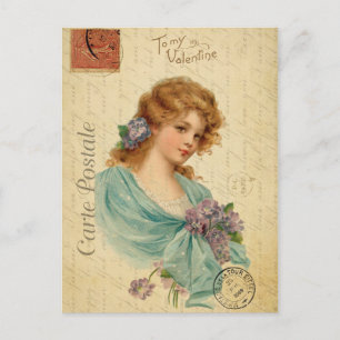 Vintager Valentinstag Viktorianische Frau Postkarte