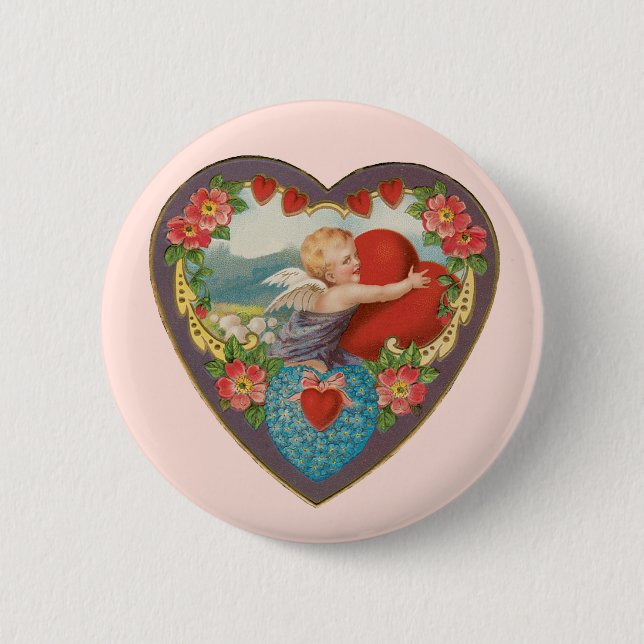 Vintager Valentinstag, Viktorianische Gebirgszüge Button (Vorderseite)