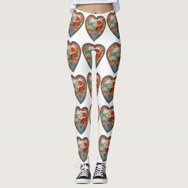 Vintager Valentinstag, Viktorianische Gebirgszüge Leggings (Vorderseite)