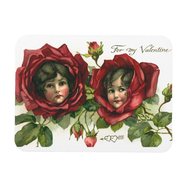 Vintager Valentinstag, Viktorianische Gesichter be Magnet (Horizontal)