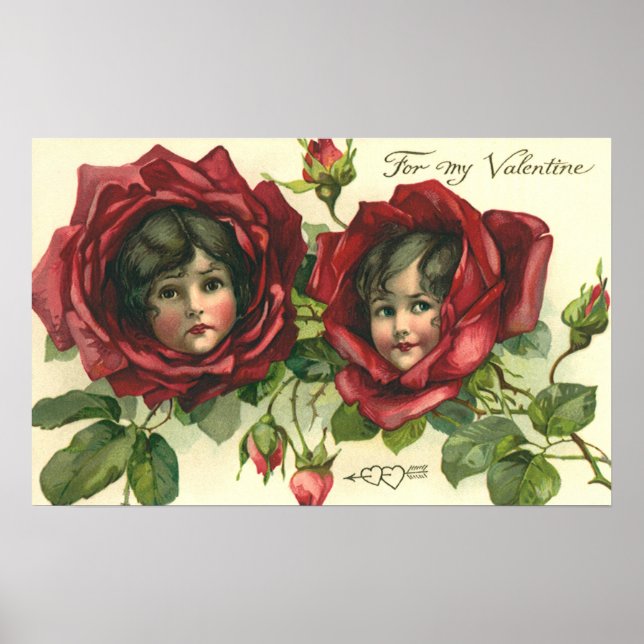 Vintager Valentinstag, Viktorianische Gesichter be Poster (Vorne)