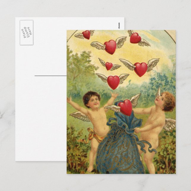 Vintager Valentinstag, Viktorianische Herbergen Feiertagspostkarte (Vorne/Hinten)