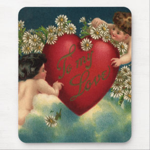 Vintager Valentinstag Viktorianische Herbergen im  Mousepad