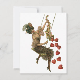 Vintager Valentinstag, Viktorianische Lady auf Swi Feiertagskarte